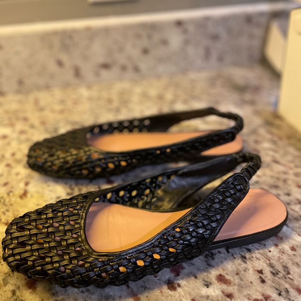 Nordstrom Black Woven Slingback Sandals